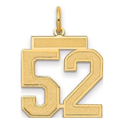 14K Yellow Gold Number 52 Charm