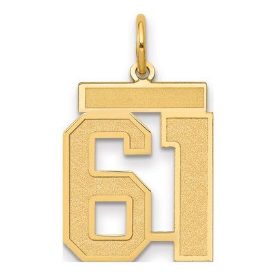 14K Yellow Gold Number 61 Charm