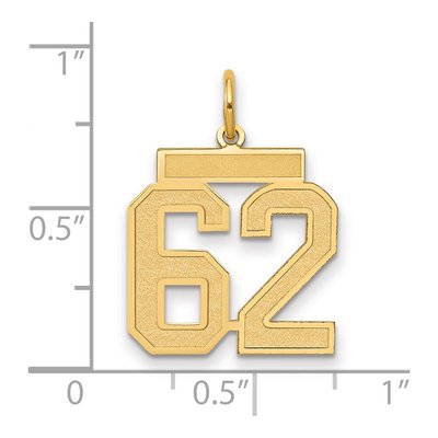 14K Yellow Gold Number 62 Charm – view 2