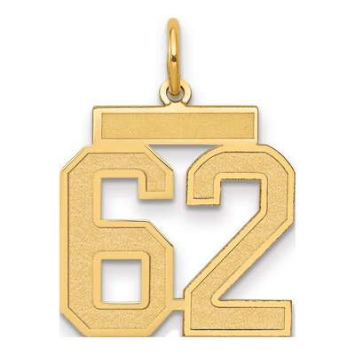 14K Yellow Gold Number 62 Charm