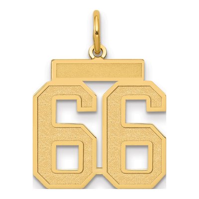 14K Yellow Gold Number 66 Charm