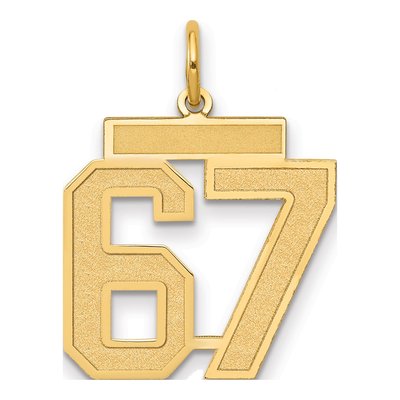 14K Yellow Gold Number 67 Charm