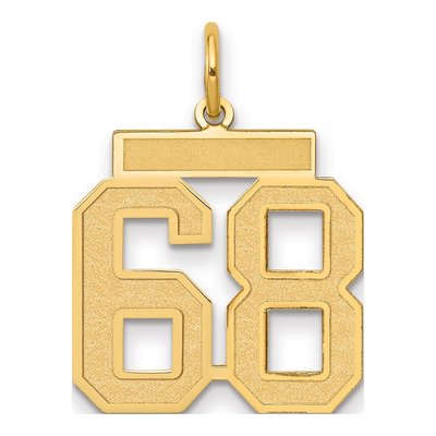 14K Yellow Gold Number 68 Charm