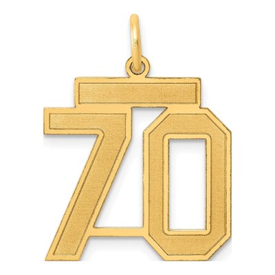 14K Yellow Gold Number 70 Charm
