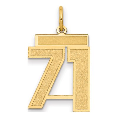 14K Yellow Gold Number 71 Charm