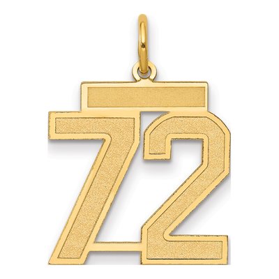 14K Yellow Gold Number 72 Charm