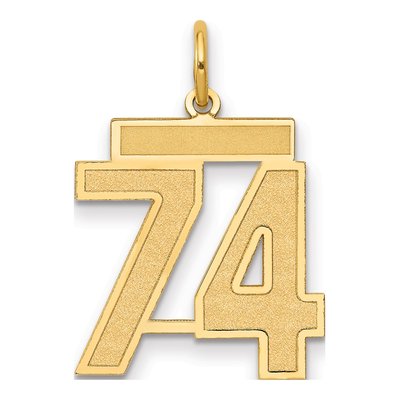 14K Yellow Gold Number 74 Charm