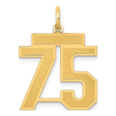 14K Yellow Gold Number 75 Charm