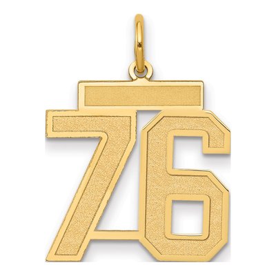 14K Yellow Gold Number 76 Charm