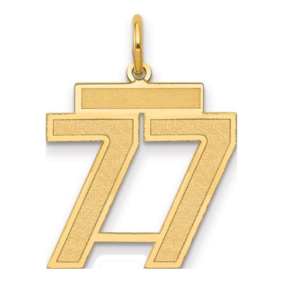 14K Yellow Gold Number 77 Charm