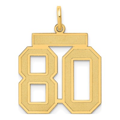 14K Yellow Gold Number 80 Charm