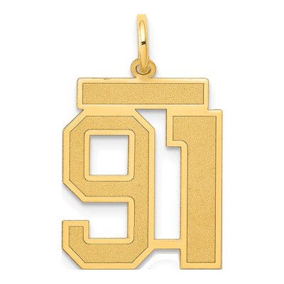 14K Yellow Gold Number 91 Charm