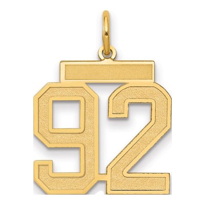 14K Yellow Gold Number 92 Charm