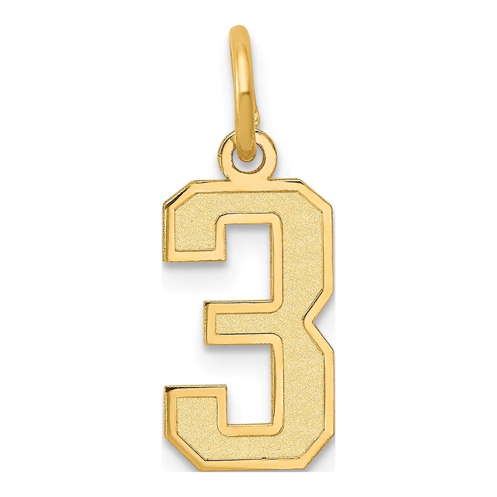 14K Yellow Gold Small Number 3 Pendant