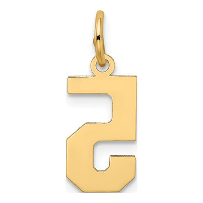 14K Yellow Gold Small Number 5 Pendant – view 4
