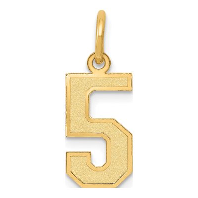 14K Yellow Gold Small Number 5 Pendant