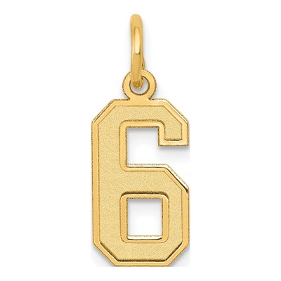 14K Yellow Gold Small Number 6 Pendant
