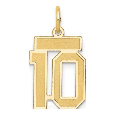 14K Yellow Gold Small Number 10 Charm