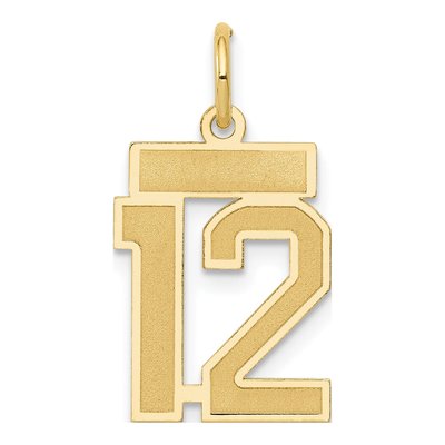 14K Yellow Gold Small Number 12 Pendant