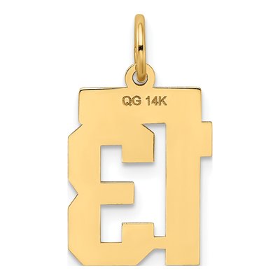 14K Yellow Gold Small Number 13 Pendant – view 4
