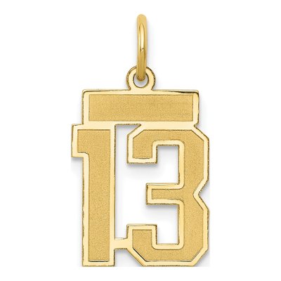 14K Yellow Gold Small Number 13 Pendant