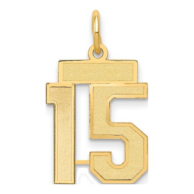 14K Yellow Gold Small Number 15 Pendant