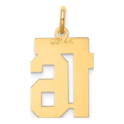 14K Yellow Gold Small Number 16 Charm – view 4