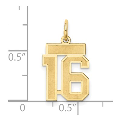 14K Yellow Gold Small Number 16 Charm – view 5