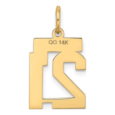 14K Yellow Gold Small Number 21 Charm – view 4