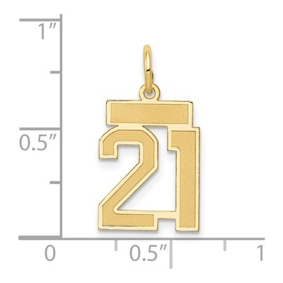 14K Yellow Gold Small Number 21 Charm – view 5