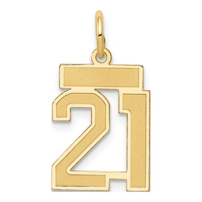 14K Yellow Gold Small Number 21 Charm