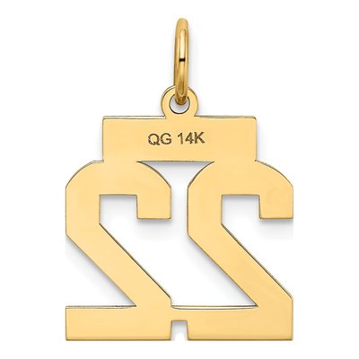 14K Yellow Gold Small Number 22 Pendant – view 4