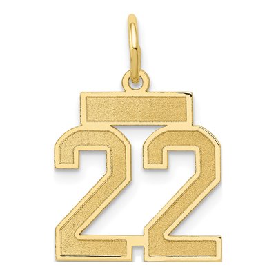 14K Yellow Gold Small Number 22 Pendant
