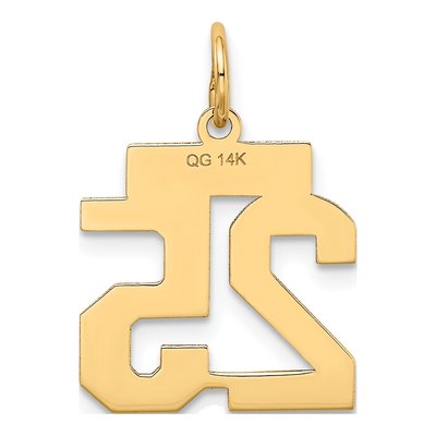 14K Yellow Gold Number 25 Charm – view 4