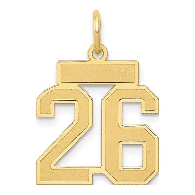14K Yellow Gold Small Number 26 Pendant