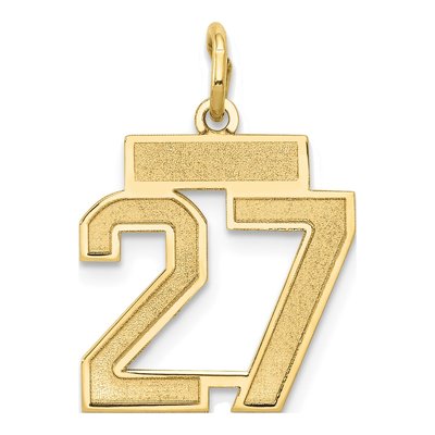 14K Yellow Gold Small Number 27 Pendant