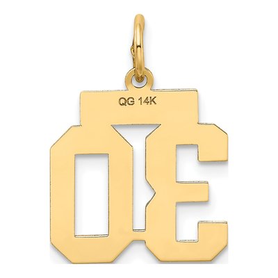 14K Yellow Gold Small Number 30 Charm – view 4