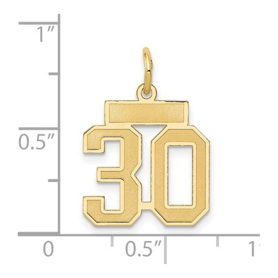 14K Yellow Gold Small Number 30 Charm – view 5