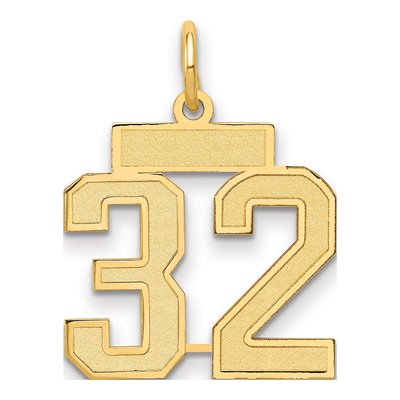 14K Yellow Gold Small Number 32 Charm