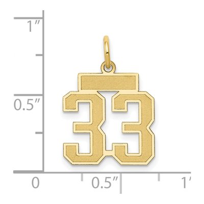 14K Yellow Gold Small Number 33 Charm – view 3