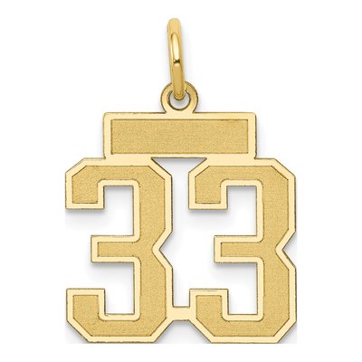 14K Yellow Gold Small Number 33 Charm