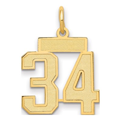 14K Yellow Gold Number 34 Charm