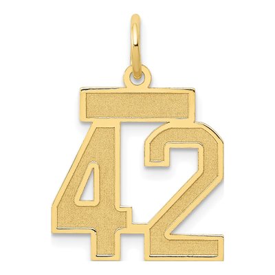 14K Yellow Gold Small Number 42 Charm