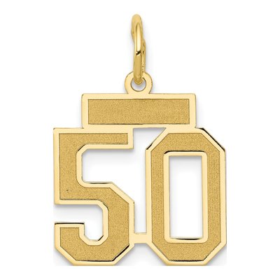 14K Yellow Gold Small Number 50 Charm