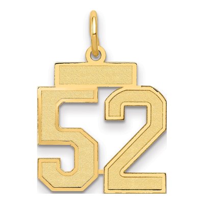 14K Yellow Gold Small Number 52 Charm