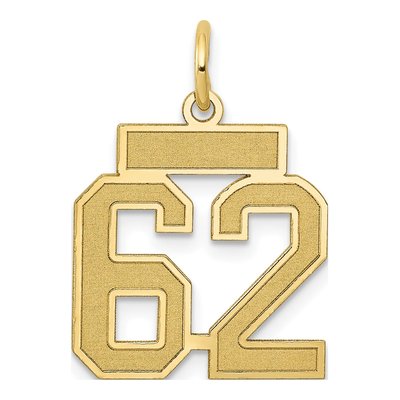 14K Yellow Gold Small Number 62 Pendant
