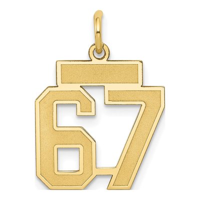 14K Yellow Gold Small Number 67 Pendant