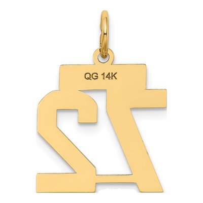 14K Yellow Gold Number 72 Charm – view 4