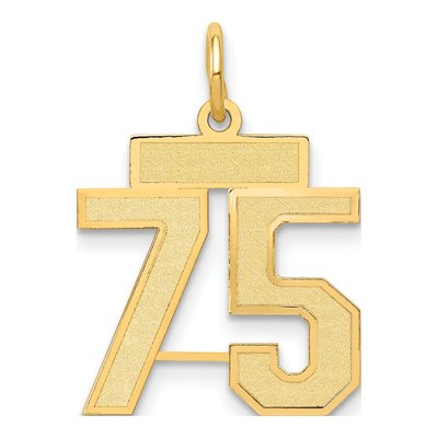 14K Yellow Gold Number 75 Charm