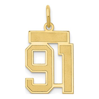 14K Yellow Gold Small Number 91 Charm